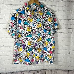 MTV Music Television All over Print Short Sleeve Camp Shirt